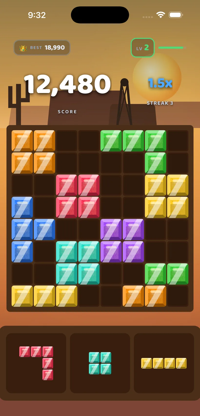 BlockBolt gameplay in the Gold Rush theme