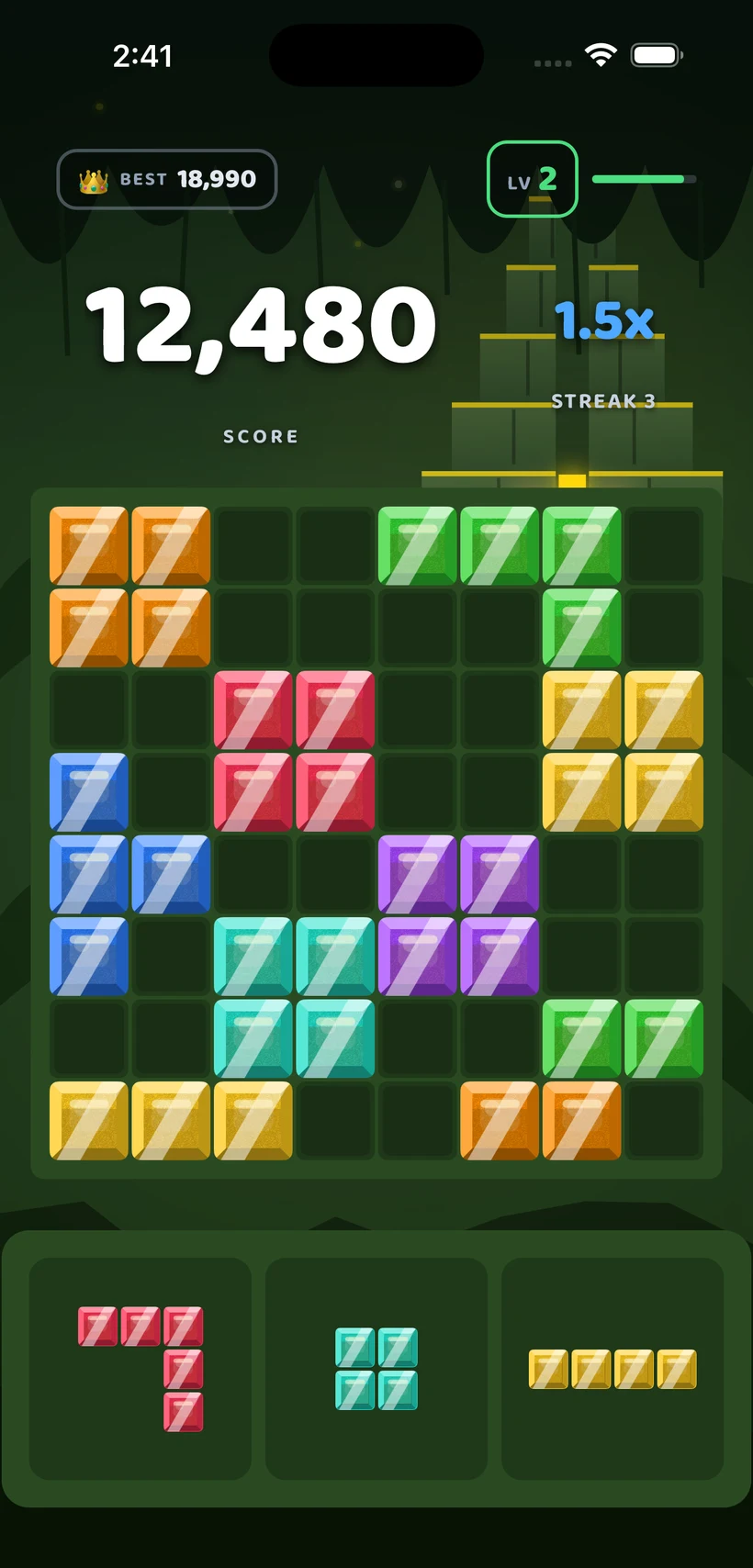 BlockBolt gameplay in the Jungle Temple theme