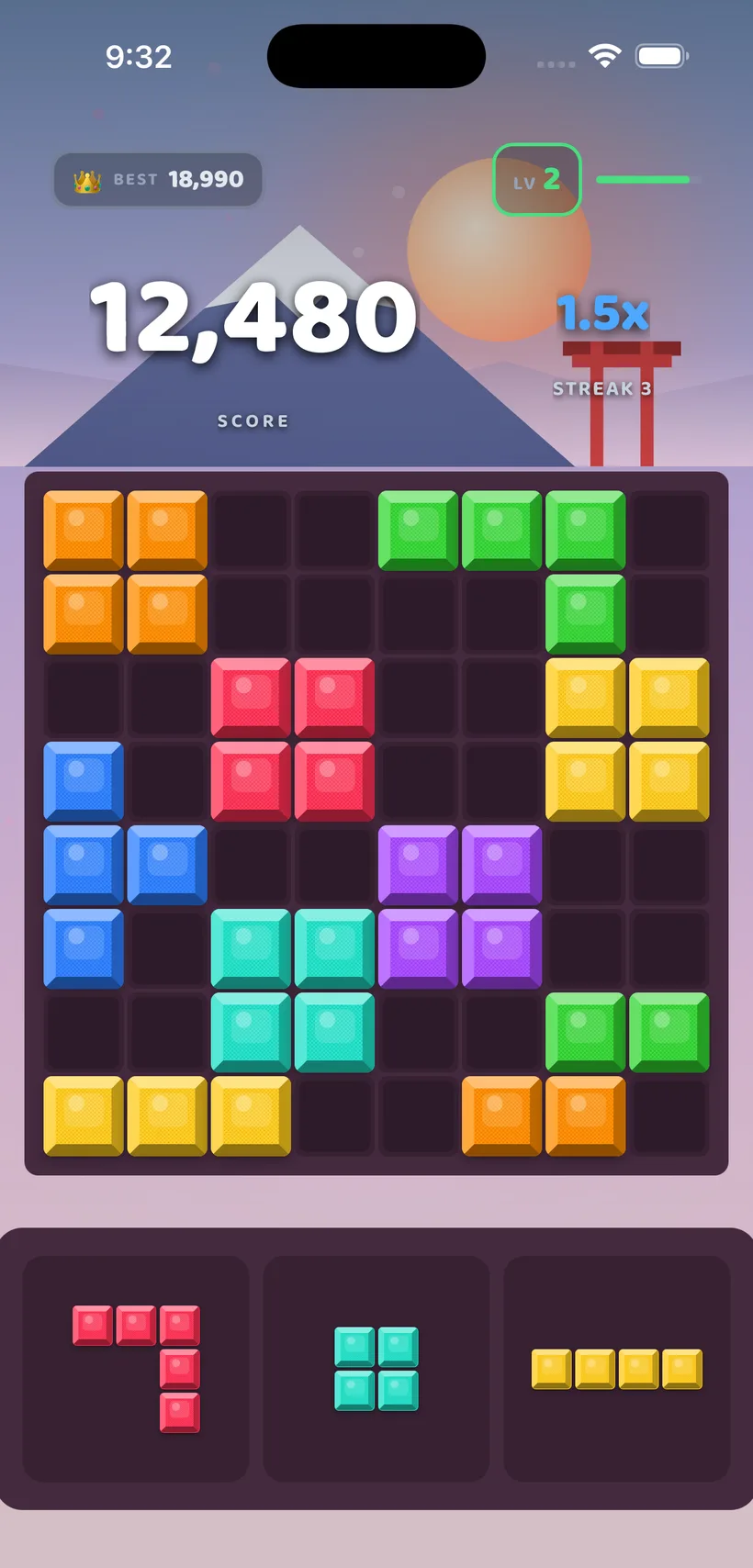 BlockBolt gameplay in the Sakura theme